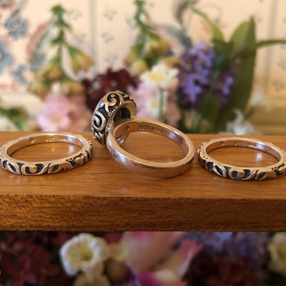 Vintage Silpada Sterling Silver Smoky Quartz Ring Set R1384 Size 6 - Picture 15 of 16